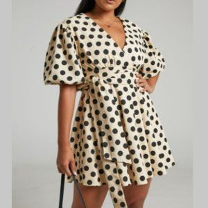 Showpo Puff Sleeve Polka Dot Dress